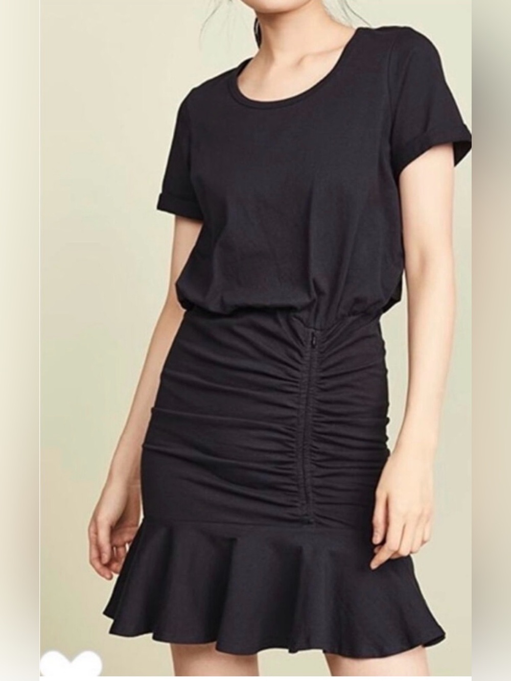 Veronica Beard Pima Runched Dress with Flounce